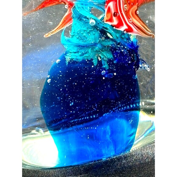 Art Glass Aquarium Fish Square Paperweight HandBlown Hand Crafted Underwater Duo - Picture 16 of 16